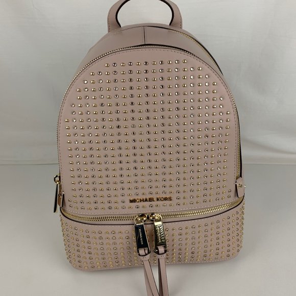 New Michael Kors Rhea Medium Leather Backpack - Picture 2 of 10